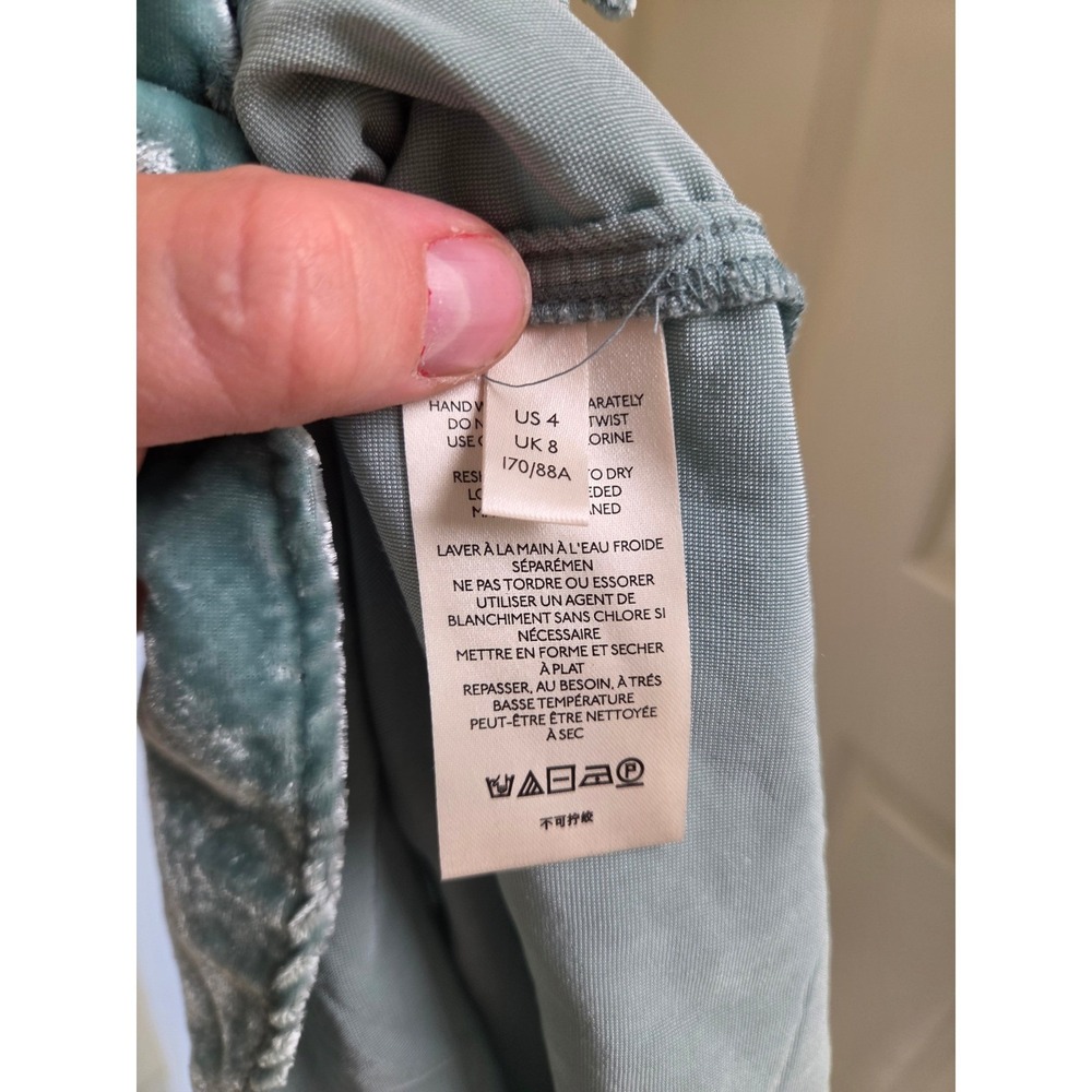 Pilcro Anthropologie Sage Green Crushed Velvet Button Down Shirt Womens Size 4 - Picture 3 of 16